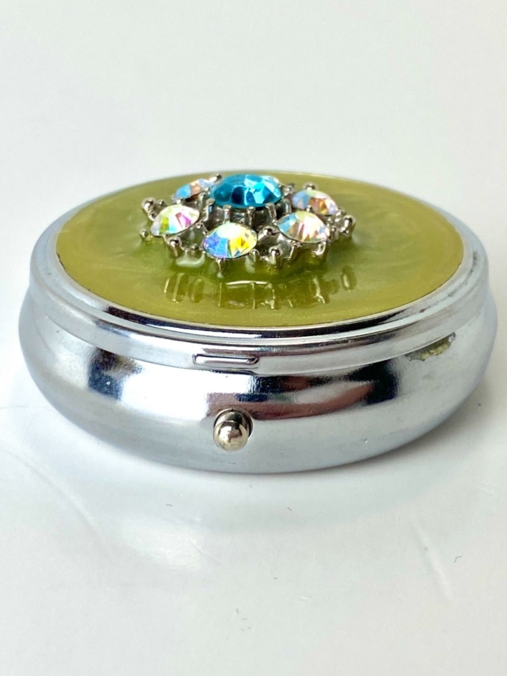 Vintage Y2K Collectible Pill Case Bejeweled with Swarovski Crystals - Picture 3 of 7